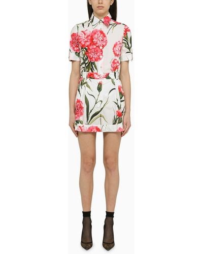 Dolce & Gabbana Floral Print Short Jumpsuit - Red