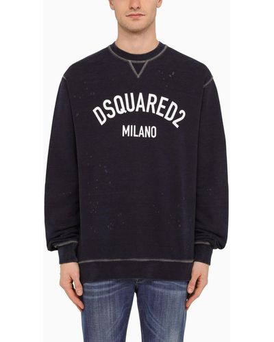 DSquared² Navy Crewneck Sweatshirt With Logo - Black