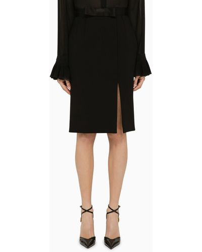 Dolce & Gabbana Wool-blend Midi Pencil Skirt - Black