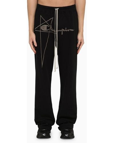 Rick Owens Cotton Dietrich Drawstring jogging Trousers With Logo - Black