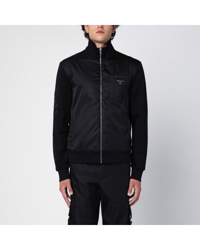 Prada Zip Sweatshirt With Re-nylon Details - Black