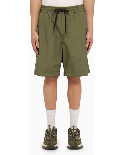 3 MONCLER GRENOBLE Military Bermuda Shorts With Logo Patch - Green