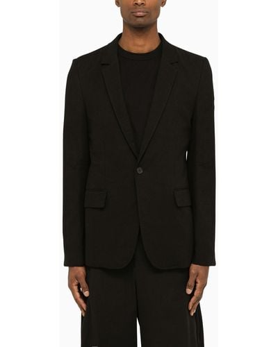 Ann Demeulemeester Single-breasted Cotton Jacket - Black