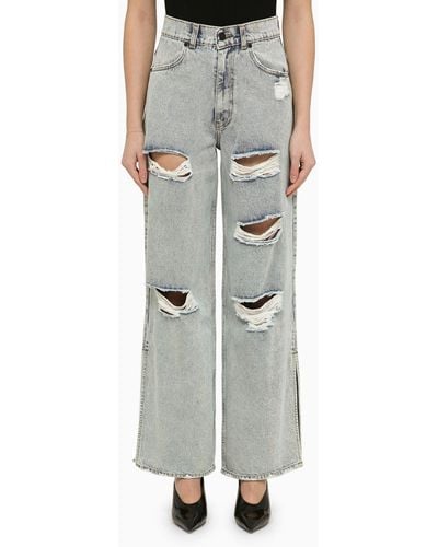The Mannei Lathi Wide Denim Jeans With Wear - Gray