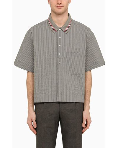 Thom Browne Striped Short-sleeved Shirt - Gray