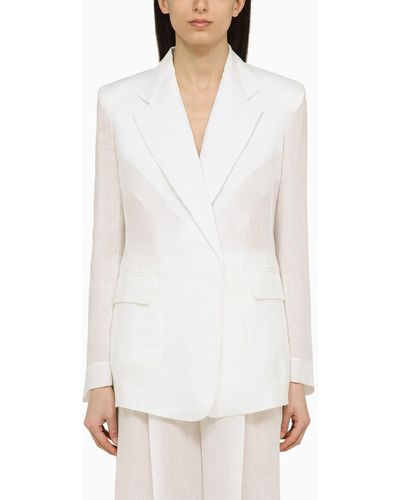 Chloé Single-breasted Jacket In Ramie - White