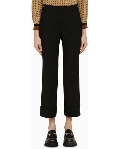 Gucci Wool Cropped Trousers - Black