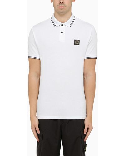 Stone Island Short-sleeved Polo Shirt With Logo - White