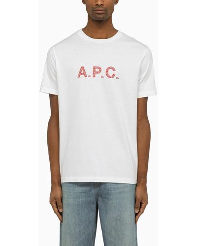 A.P.C. T-shirt girocollo bianca/rossa con logo - Bianco
