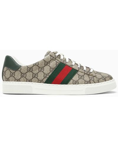 Gucci Sneaker in tela gg supreme con firma web - Marrone