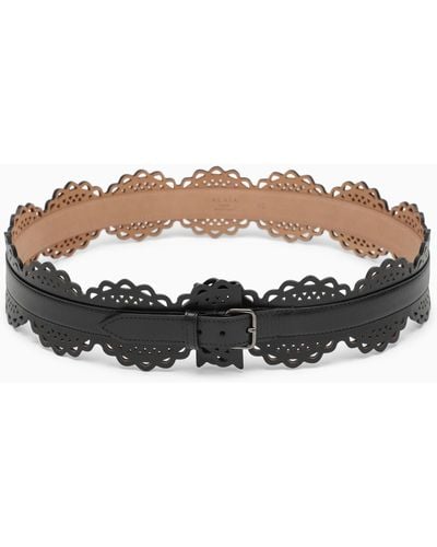 Alaïa Vienne Perforated Leather Belt - Brown