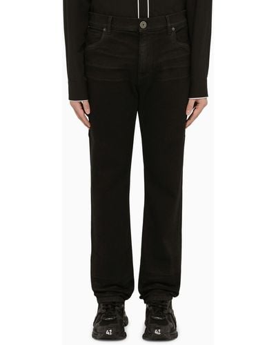 Balmain Regular Jeans With Embroidery - Black