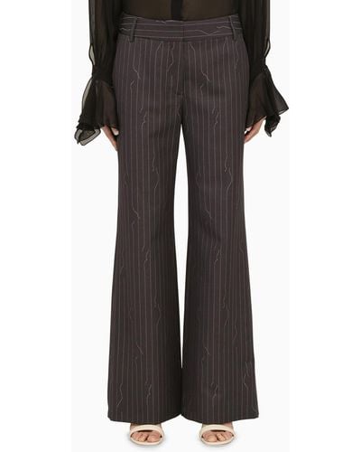 Off-White c/o Virgil Abloh Off- Pinstripe Wool-Blend Palazzo Trousers - Black
