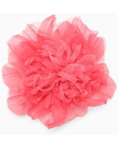 Max Mara Spilla a fiore color peonia in seta - Rosa