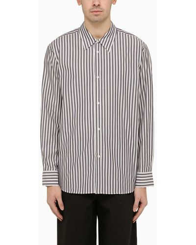 Studio Nicholson Navy And Cream Striped Shirt - Grey