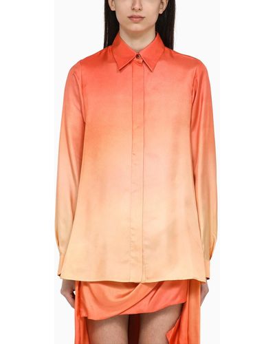 Zimmermann Tranquility Shirt In Fields Silk - Orange