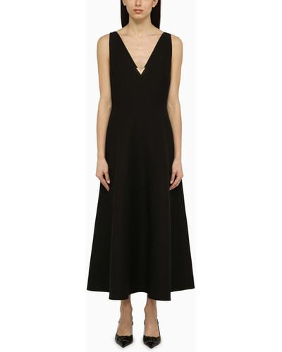 Valentino Wool And Silk Midi Dress - Black
