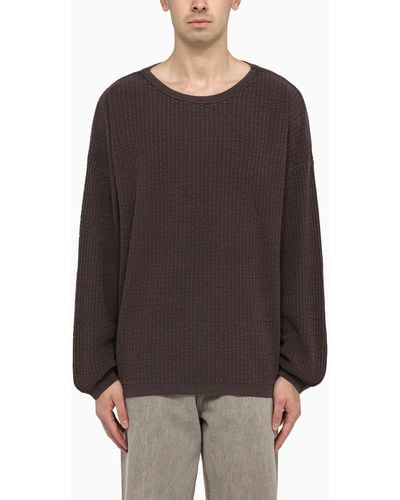 Our Legacy Silk Blend Popover Crew-neck Sweater - Brown