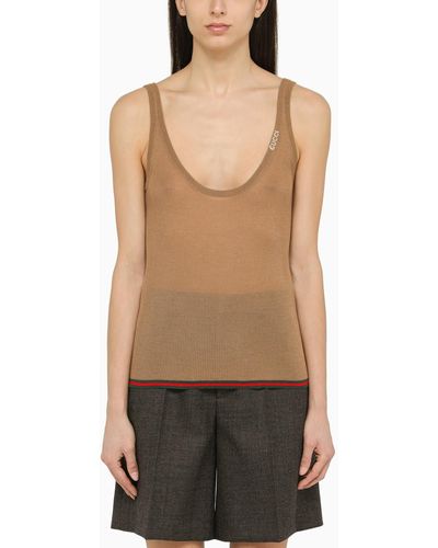 Gucci Camel Cashmere Tank Top - Brown
