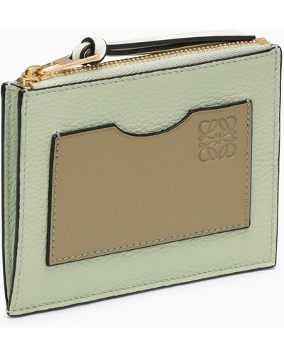 Loewe Calfskin Leather Card Case With Coin Purse - Green