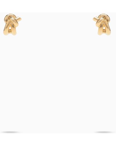 Bottega Veneta Knot-shaped Earrings In 18-carat Gold-plated Silver - White