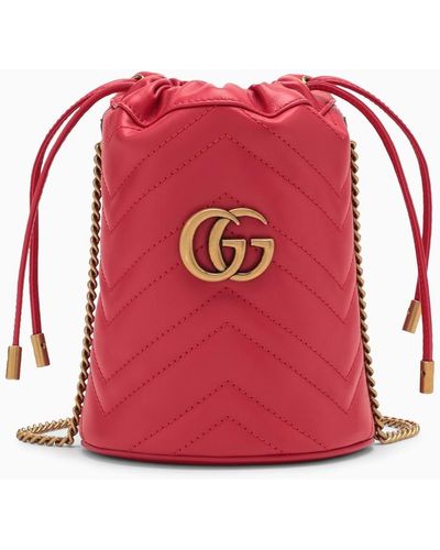 Gucci Secchiello gg marmont in pelle - Rosso