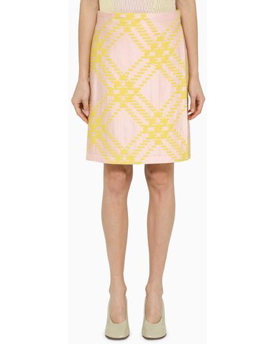 Burberry /yellow Kilt With Check Pattern