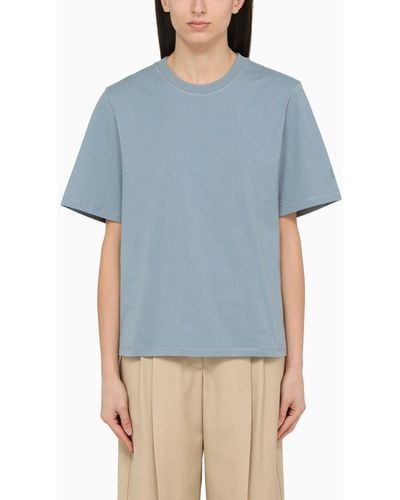 By Malene Birger Large Round-neck Blue T-shirt In Organic Cotton