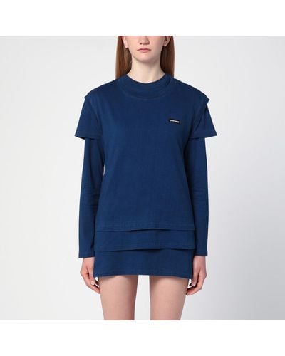 Miu Miu Set Of Three Cotton T-shirts - Blue
