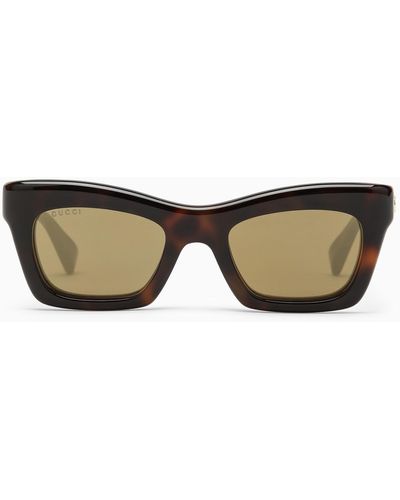Gucci Tortoiseshell Rectangular Acetate Sunglasses - Brown