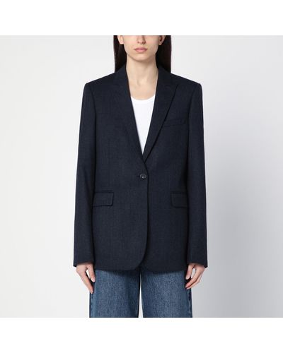 Stella McCartney Navy Single-breasted Jacket In Wool - Blue