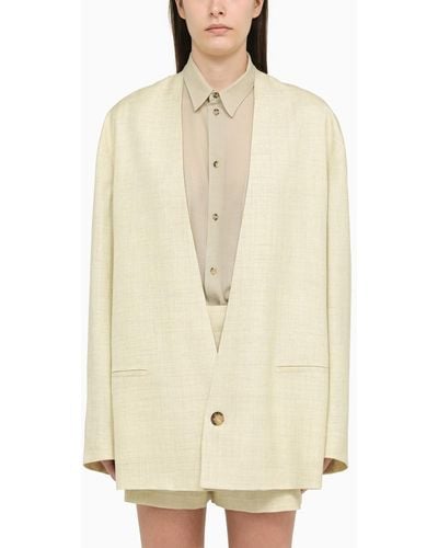 Philosophy Light Single-breasted Jacket In Linen Blend - Natural