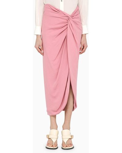 FEDERICA TOSI Viscose Midi Skirt With Knot - Pink