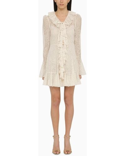 Philosophy Short Dress With Lace Ruffles - Natural