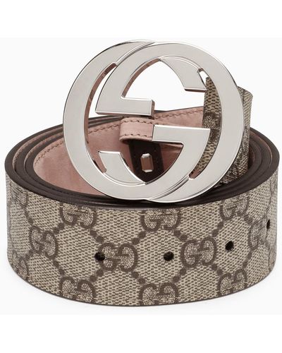 Gucci Gg Supreme Fabric Belt With Gg Buckle - Metallic