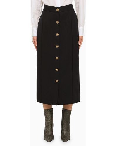 Golden Goose Pencil Skirt With Navy Blue Buttons - Black