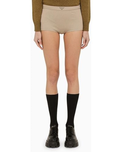 Prada Khaki Green Cotton Culotte Shorts - Multicolour