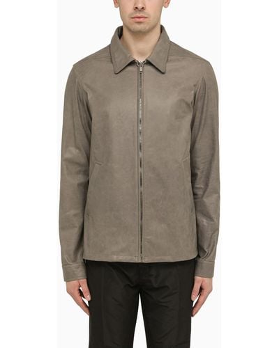 Rick Owens Grey Leather Shirt - Brown