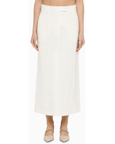 Brunello Cucinelli White Linen-blend Skirt