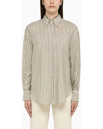 Brunello Cucinelli Lignite Striped Shirt - Natural
