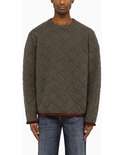 Bottega Veneta Crew-neck Sweater With Intreccio Pattern - Brown