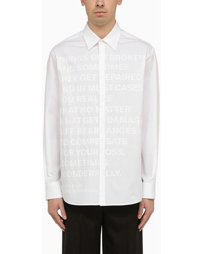 Valentino Camicia bianca in cotone con stampa lettering - Bianco