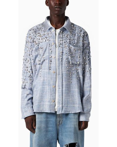 1989 STUDIO Embroidered Flannel Shirt Sky Blue
