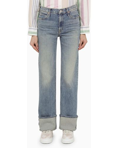 Mother The Duster Skimp Cuff Jeans With Turn Ups - Blue