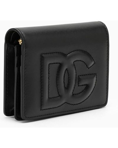 Dolce & Gabbana Portafoglio in pelle di vitello con logo DG - Nero