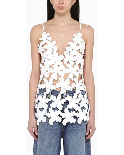 Valentino Piqué Top With Embroidery - White