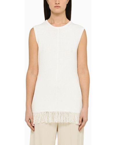 Loulou Studio Ivory Top With Fringes - White