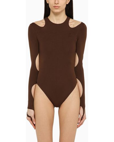 ANDREADAMO Brown Bodysuit With Cut-out