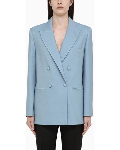 FEDERICA TOSI Cerulean Double-breasted Jacket In Wool Blend - Blue