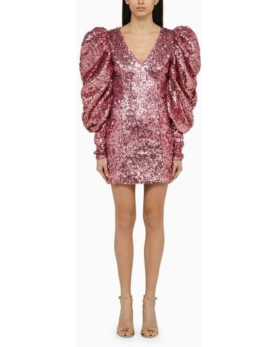 ROTATE BIRGER CHRISTENSEN Fuchsia Recycled Polyester Mini Dress With Sequins - Red